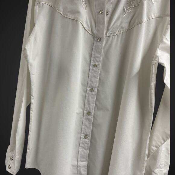 Country Charmers By Ely Size XL Embroidered White Pearl Snap Cowboy Shirt - Picture 3 of 6